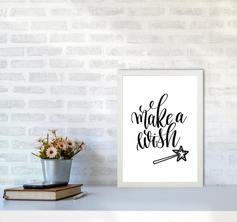 Make A Wish Black Framed Typography Wall Art Print A3 Oak Frame