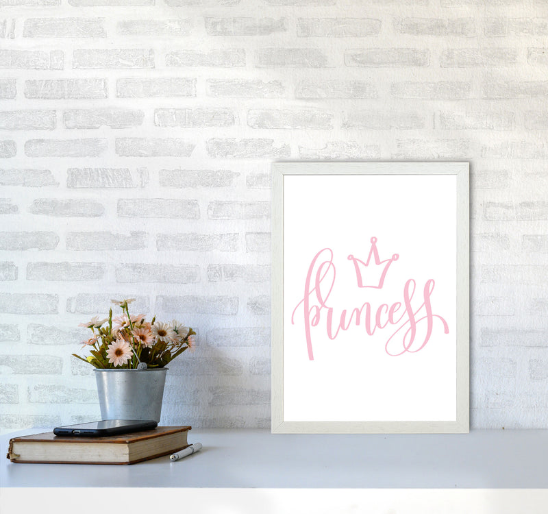 Princess Pink Framed Nursey Wall Art Print A3 Oak Frame