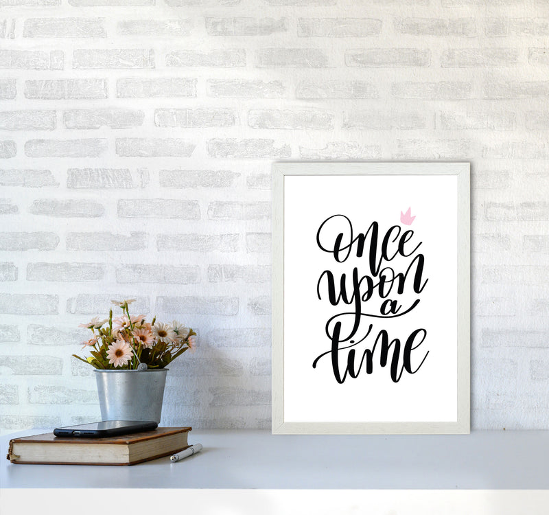 Once Upon A Time Black Framed Typography Wall Art Print A3 Oak Frame