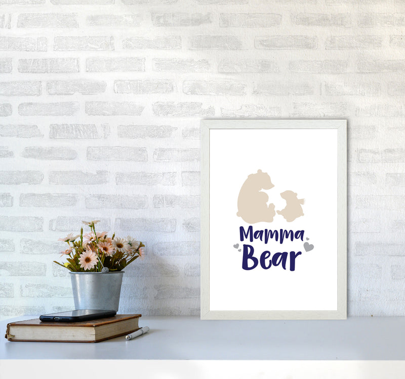 Mama Bear Framed Nursey Wall Art Print A3 Oak Frame
