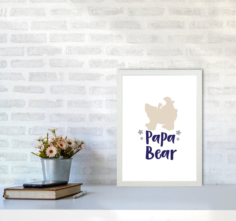 Papa Bear Framed Nursey Wall Art Print A3 Oak Frame