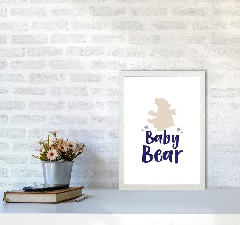 Baby Bear Framed Nursey Wall Art Print A3 Oak Frame