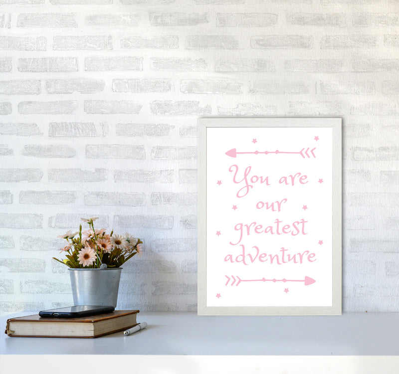 You Are Our Greatest Adventure Pink Modern Print A3 Oak Frame
