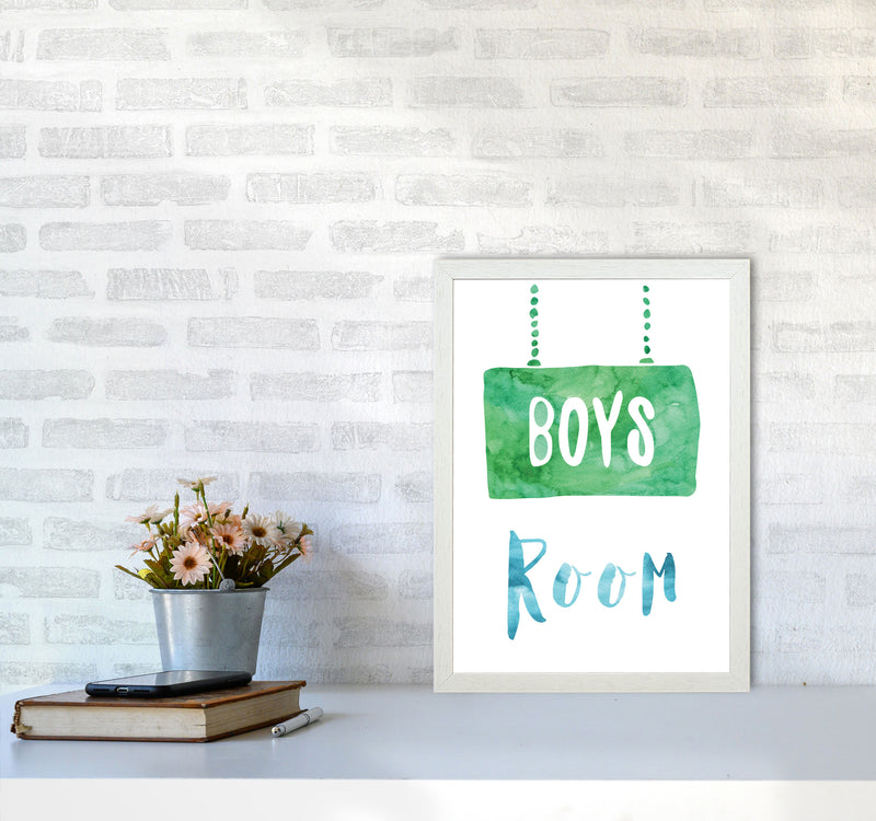 Boys Room Watercolour Framed Nursey Wall Art Print A3 Oak Frame