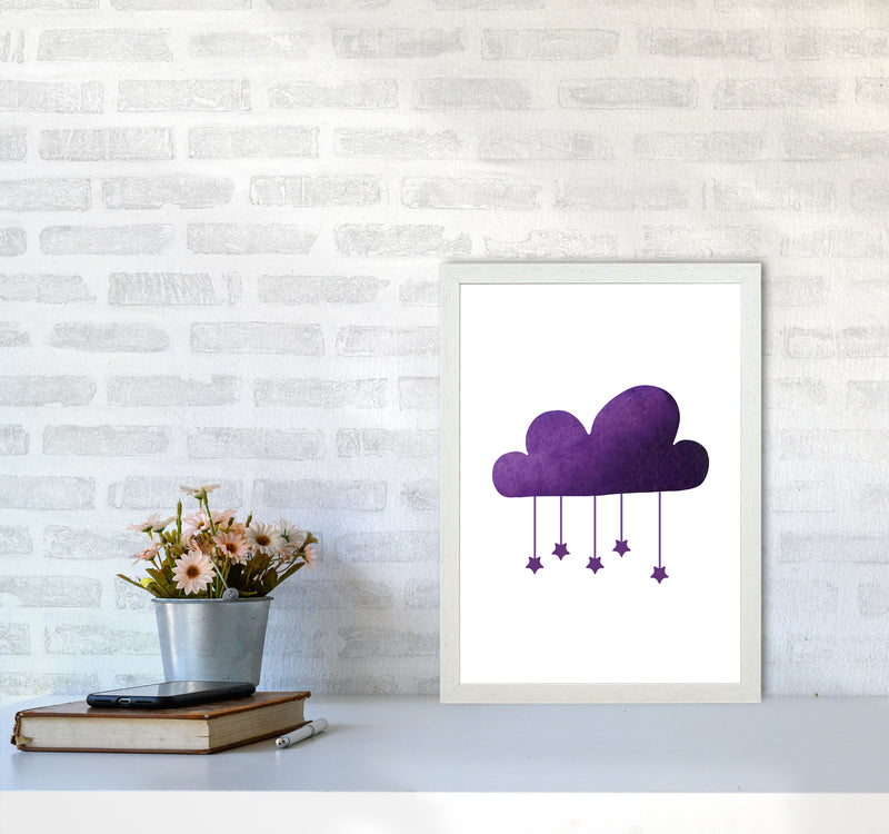 Purple Cloud Watercolour Modern Print A3 Oak Frame