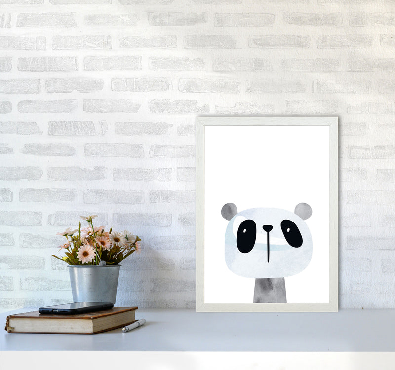 Scandi Panda Watercolour Framed Nursey Wall Art Print A3 Oak Frame