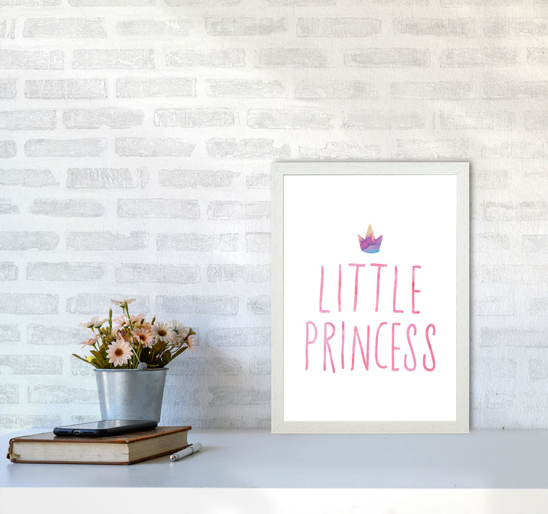 Little Princess Watercolour Modern Print A3 Oak Frame