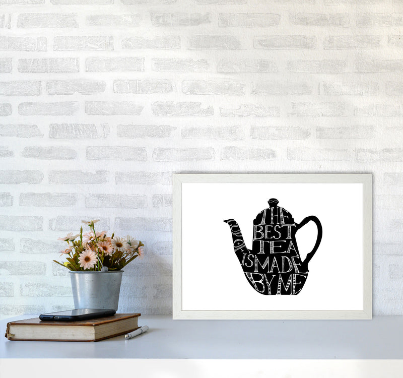 The Best Tea Modern Print, Framed Kitchen Wall Art A3 Oak Frame