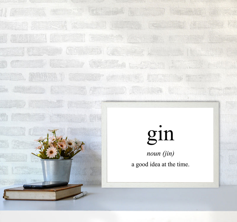 The Meaning Of Gin Modern Print, Framed Kitchen Wall Art A3 Oak Frame