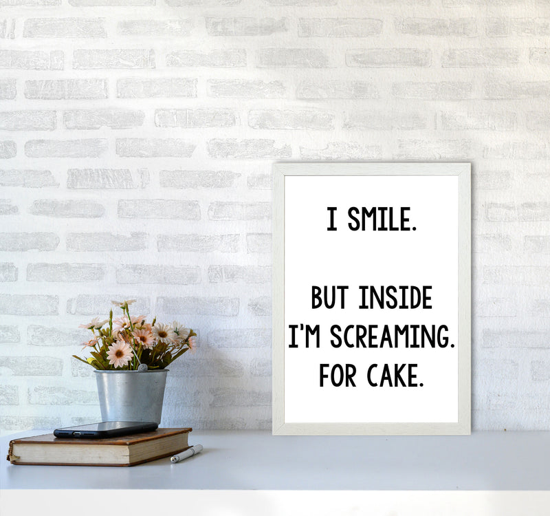 Screaming For Cake Modern Print, Framed Kitchen Wall Art A3 Oak Frame