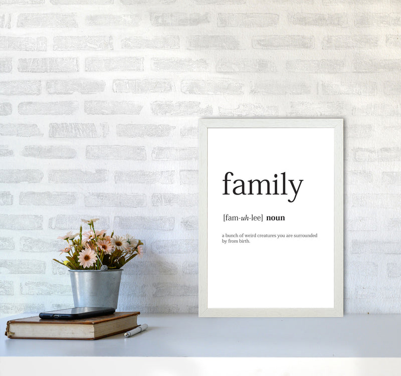 Family Framed Typography Wall Art Print A3 Oak Frame