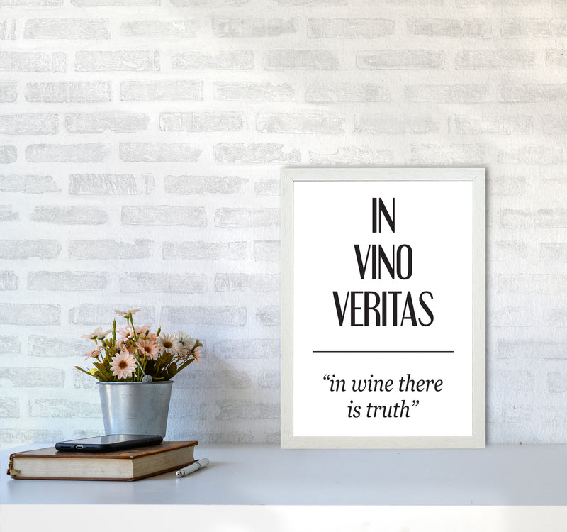 In Vino Veritas Framed Typography Wall Art Print A3 Oak Frame