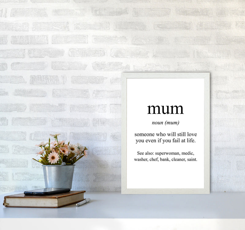 Mum Framed Typography Wall Art Print A3 Oak Frame