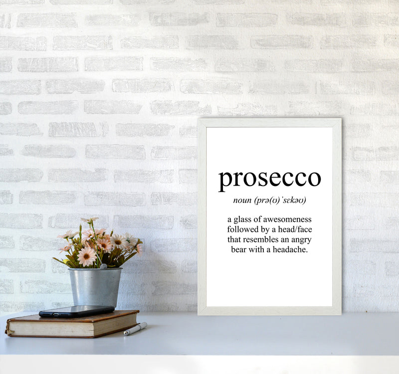 Prosecco Framed Typography Wall Art Print A3 Oak Frame