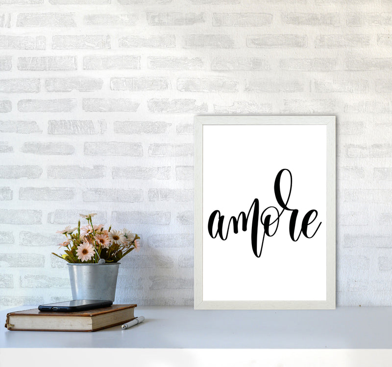 Amore Framed Typography Wall Art Print A3 Oak Frame
