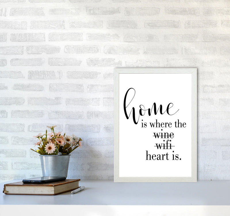 Home Is Where The Heart Is Framed Typography Wall Art Print A3 Oak Frame