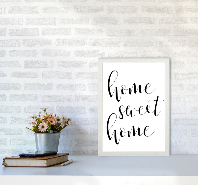 Home Sweet Home Framed Typography Wall Art Print A3 Oak Frame