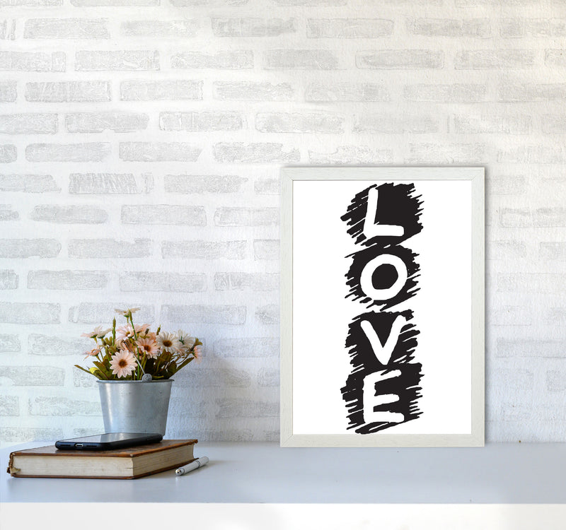 Love Framed Typography Wall Art Print A3 Oak Frame
