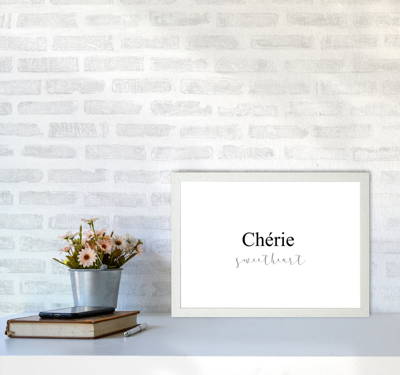 Chérie Framed Typography Wall Art Print A3 Oak Frame