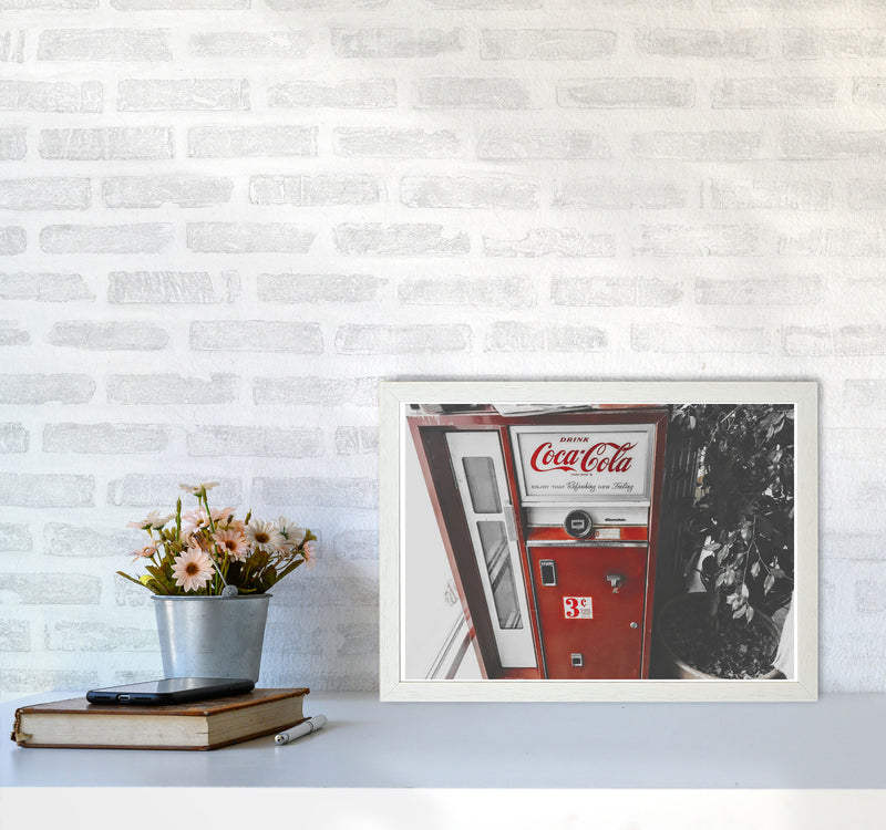 Coca Cola Vending Machine Modern Print A3 Oak Frame