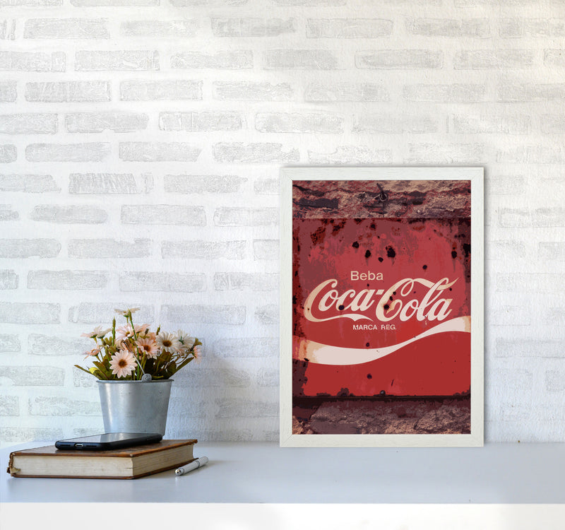 Coca Cola Vintage Sign Modern Print A3 Oak Frame