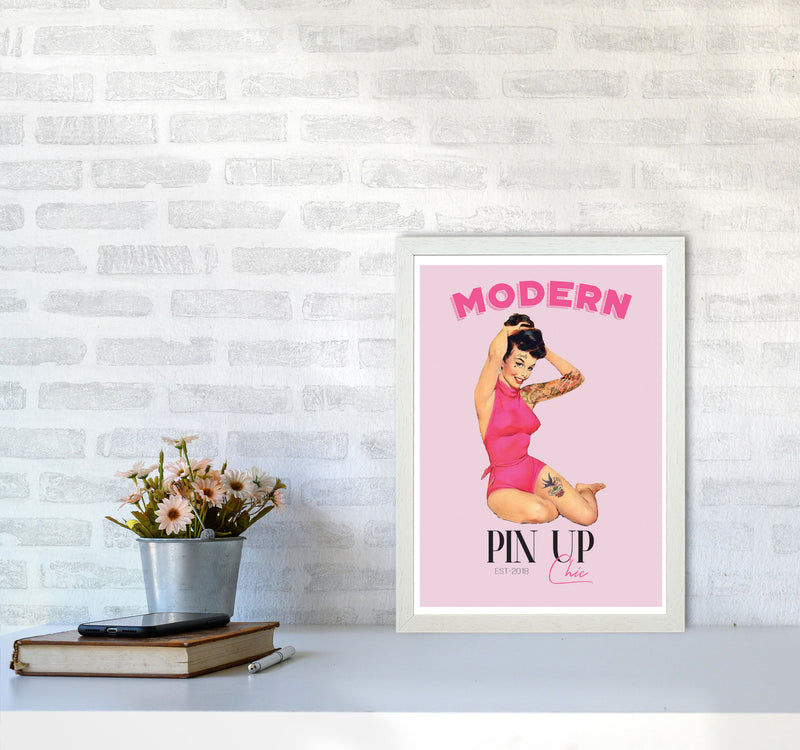 Modern Pin Up Girl Modern Print A3 Oak Frame
