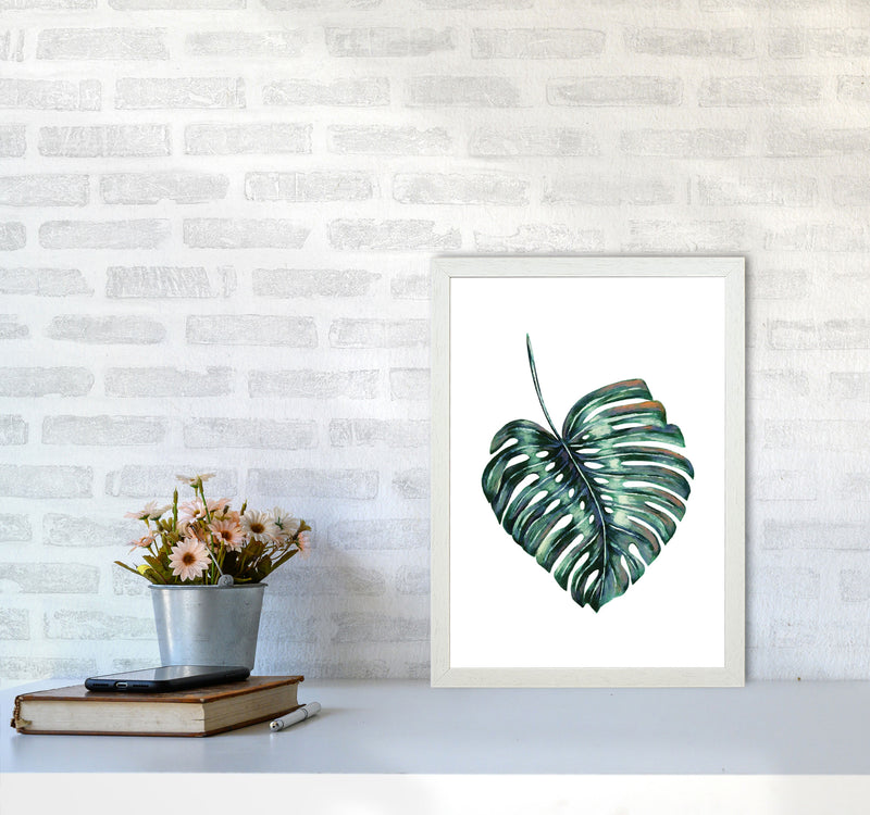 Monstera Leaf Full Modern Print, Framed Botanical & Nature Art Print A3 Oak Frame