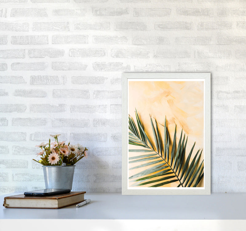 Palm Leaf Yellow Modern Print, Framed Botanical & Nature Art Print A3 Oak Frame