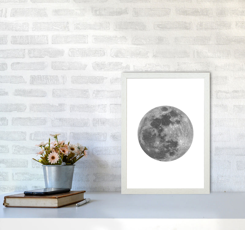 Grey Moon Modern Print A3 Oak Frame