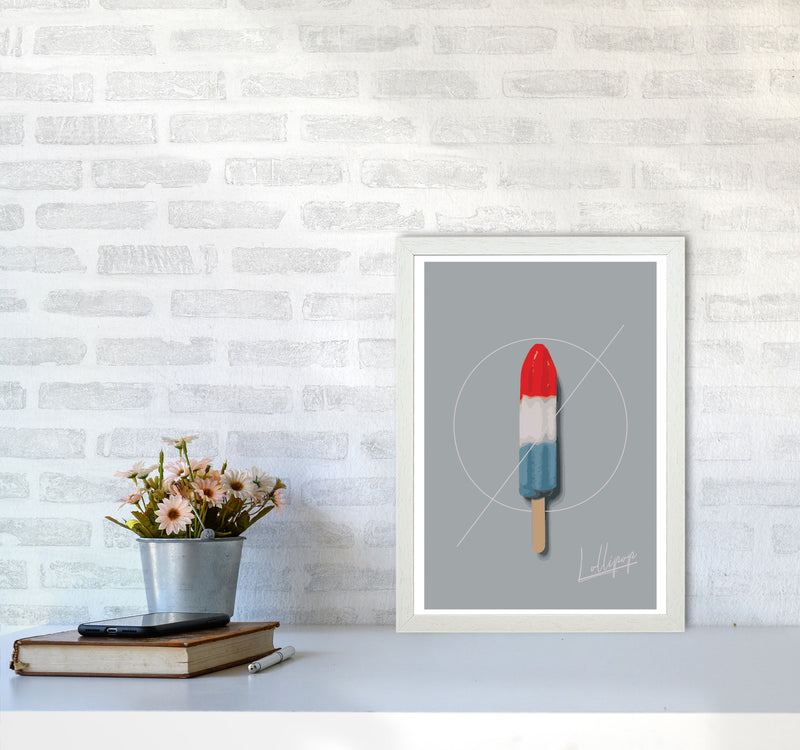 Ice Lolly Modern Print, Framed Kitchen Wall Art A3 Oak Frame