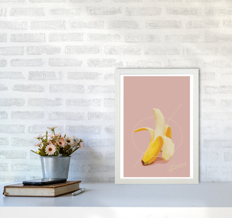Banana Modern Print, Framed Kitchen Wall Art A3 Oak Frame