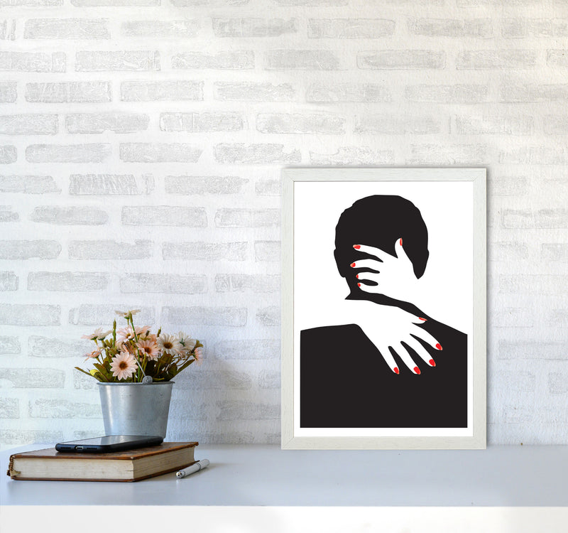 Abstract Man And Hands Modern Print A3 Oak Frame