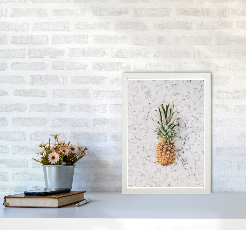 Marble Pineapple Modern Print, Framed Kitchen Wall Art A3 Oak Frame