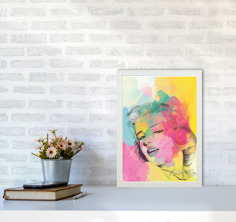 Marilyn Monroe In Colour Modern Print A3 Oak Frame