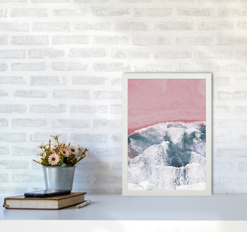 Pink Sand Modern Print, Framed Botanical & Nature Art Print A3 Oak Frame