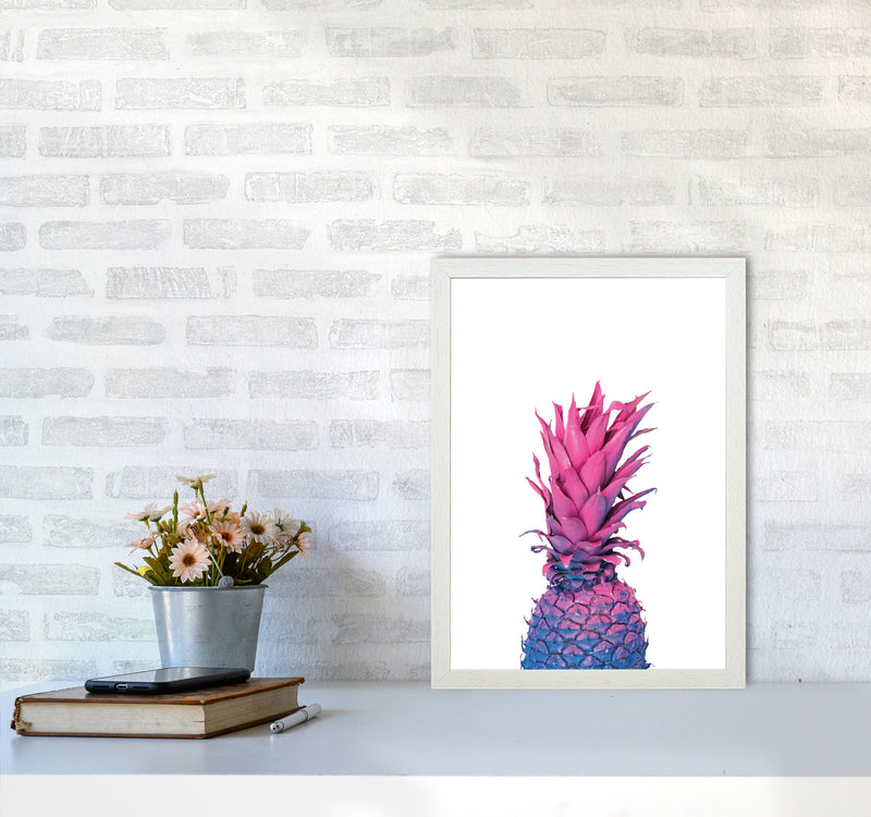 Purple And Blue Pineapple Modern Print A3 Oak Frame
