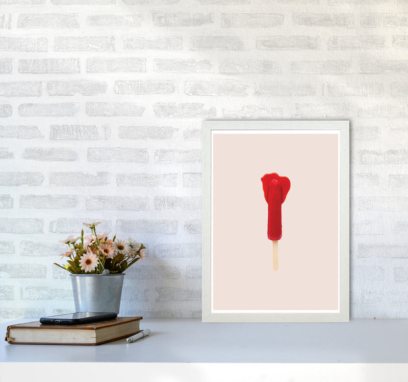 Red Icepop Modern Print A3 Oak Frame