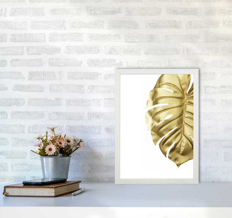 Gold Monstera Modern Print, Framed Botanical & Nature Art Print A3 Oak Frame