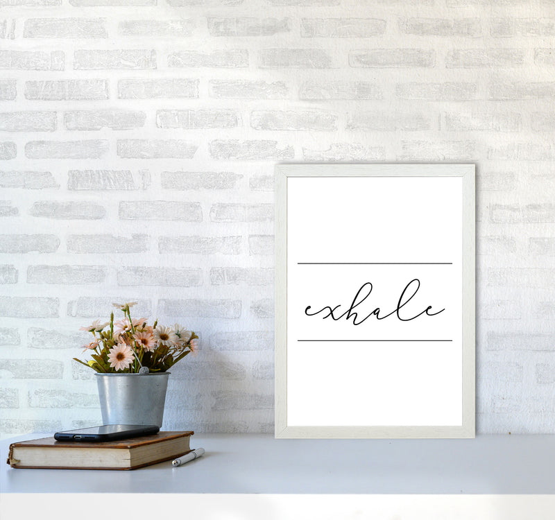 Exhale Framed Typography Wall Art Print A3 Oak Frame