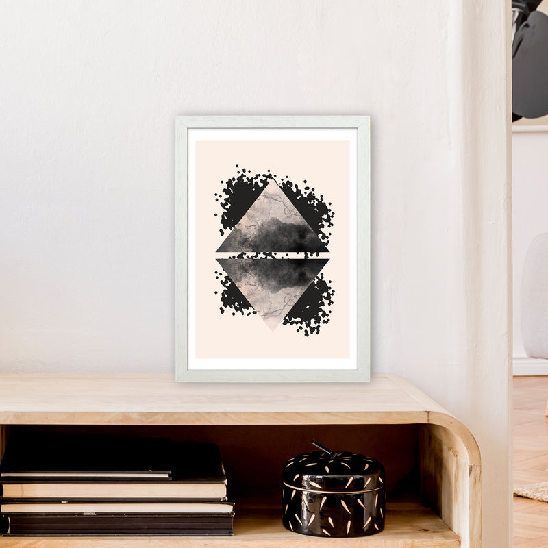 Nude And Black Watercolour 1 Art Print by Pixy Paper A3 Oak Frame