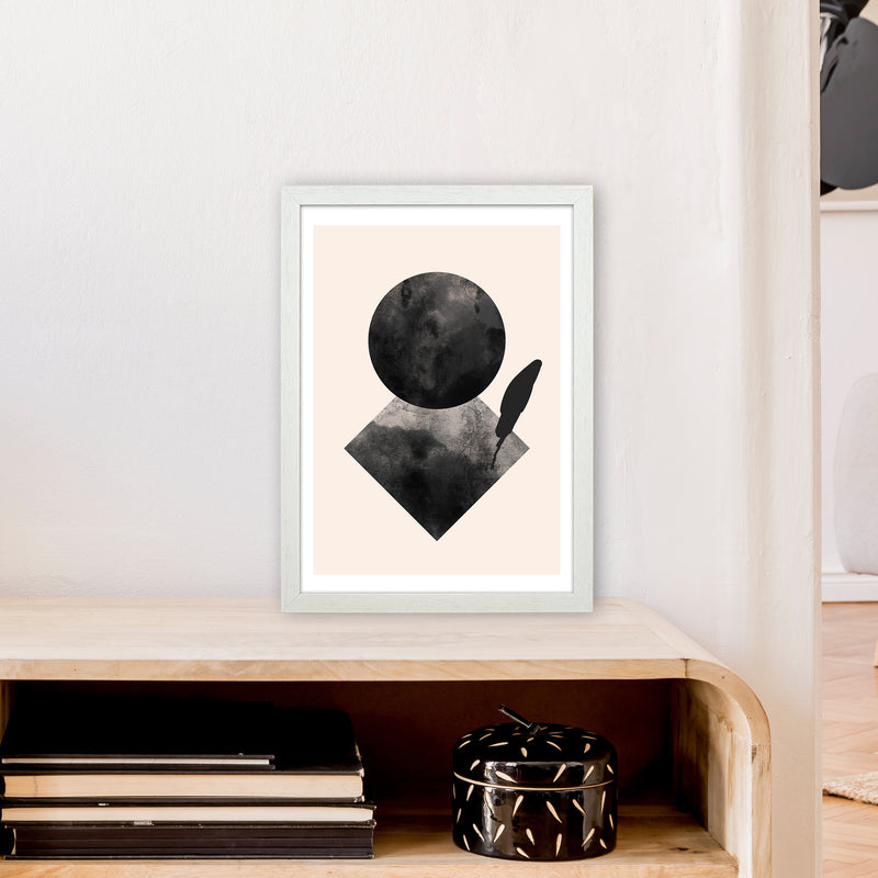 Nude And Black Watercolour 2 Art Print by Pixy Paper A3 Oak Frame