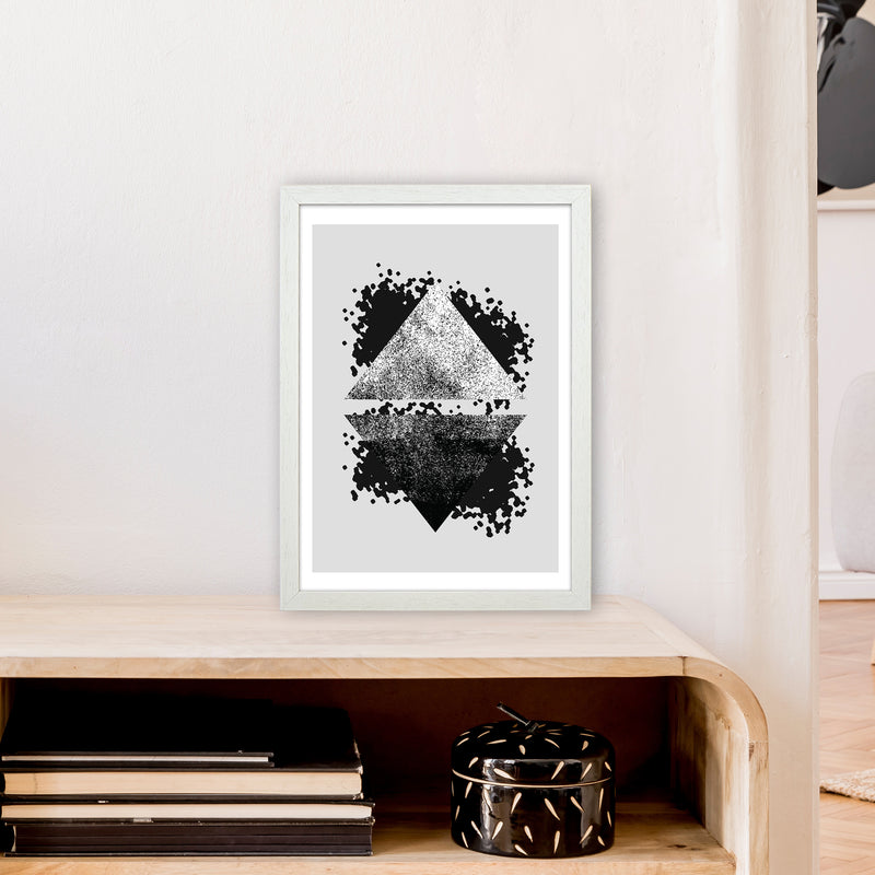 Graffiti Black And Grey Reflective Triangles  Art Print by Pixy Paper A3 Oak Frame