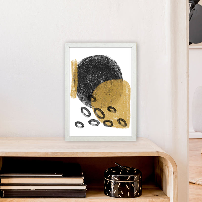 Dalia Chalk Black And Gold Bubbles  Art Print by Pixy Paper A3 Oak Frame