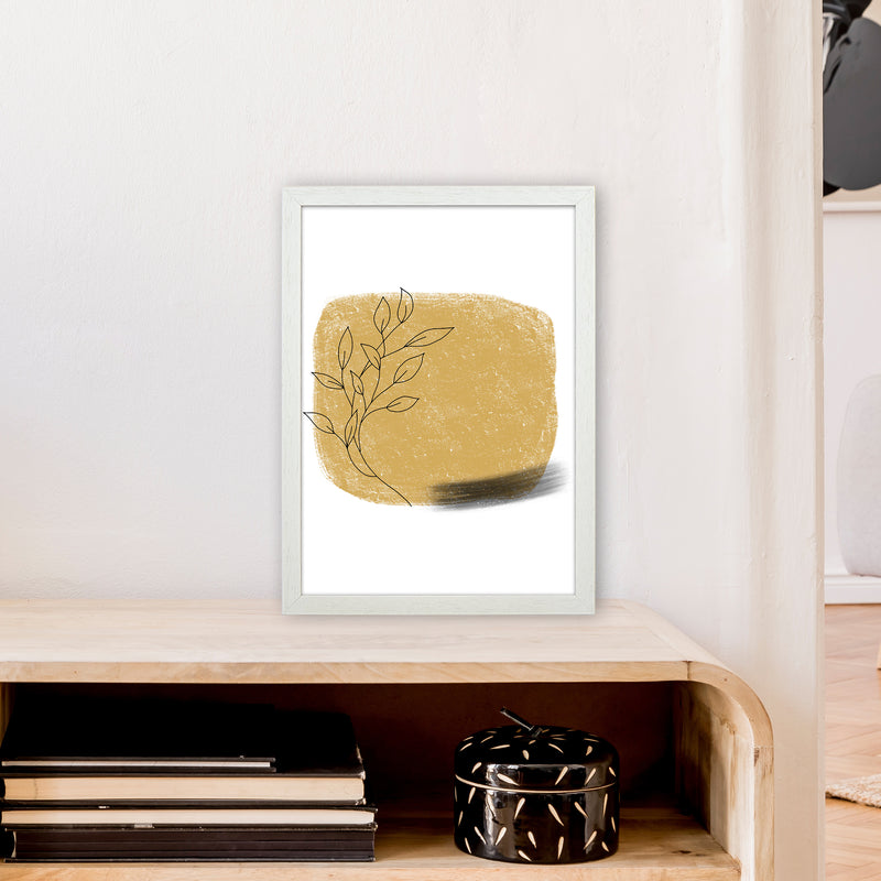 Dalia Chalk Gold Floral Square  Art Print by Pixy Paper A3 Oak Frame