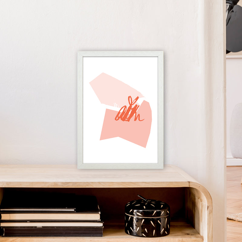 Pink And Coral Palette Shapes  Art Print by Pixy Paper A3 Oak Frame