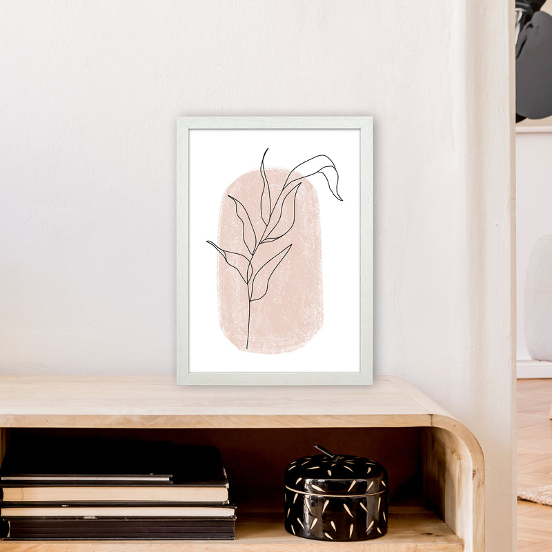 Dalia Chalk Pink Floral Leaf  Art Print by Pixy Paper A3 Oak Frame
