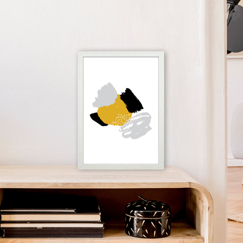 Mismatch Mustard And Black  Art Print by Pixy Paper A3 Oak Frame