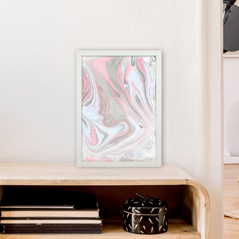 Liquid Mix Stone And Pink  Art Print by Pixy Paper A3 Oak Frame