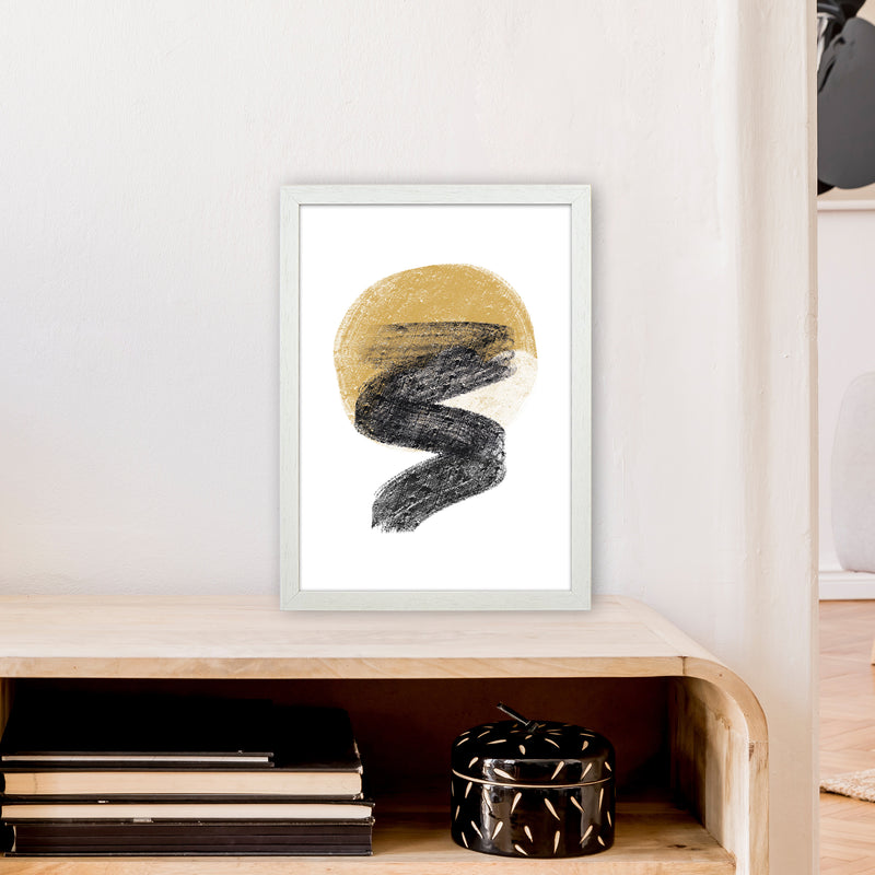 Dalia Chalk Gold Moon Zig  Art Print by Pixy Paper A3 Oak Frame