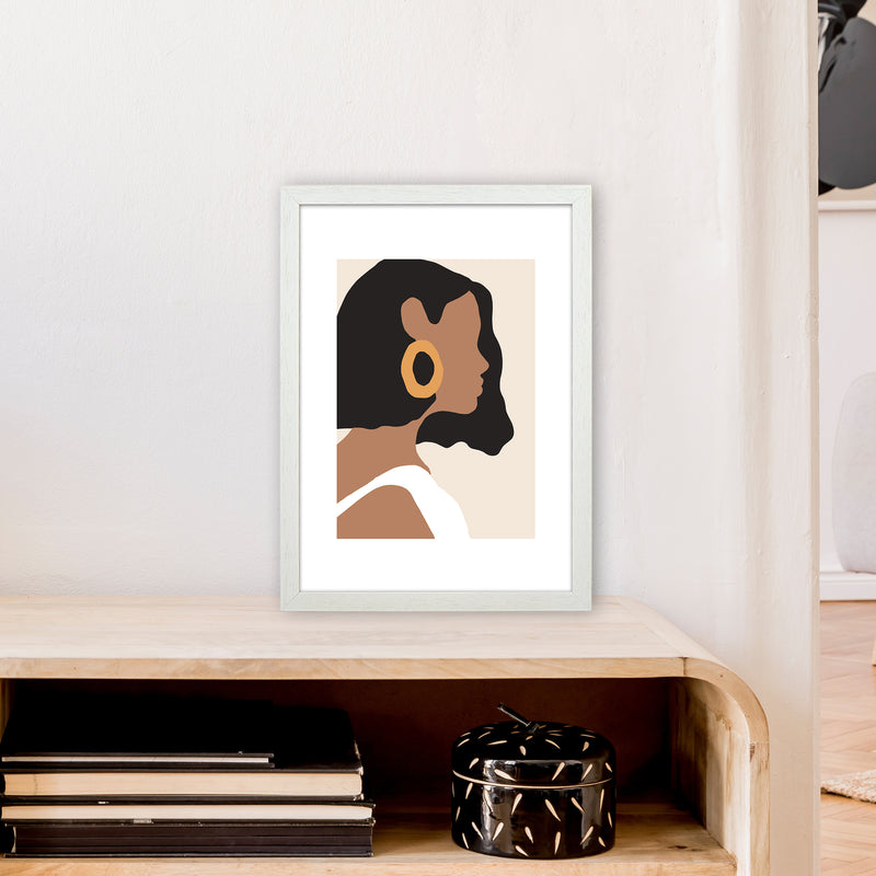 Mica Girl With Earring N6  Art Print by Pixy Paper A3 Oak Frame